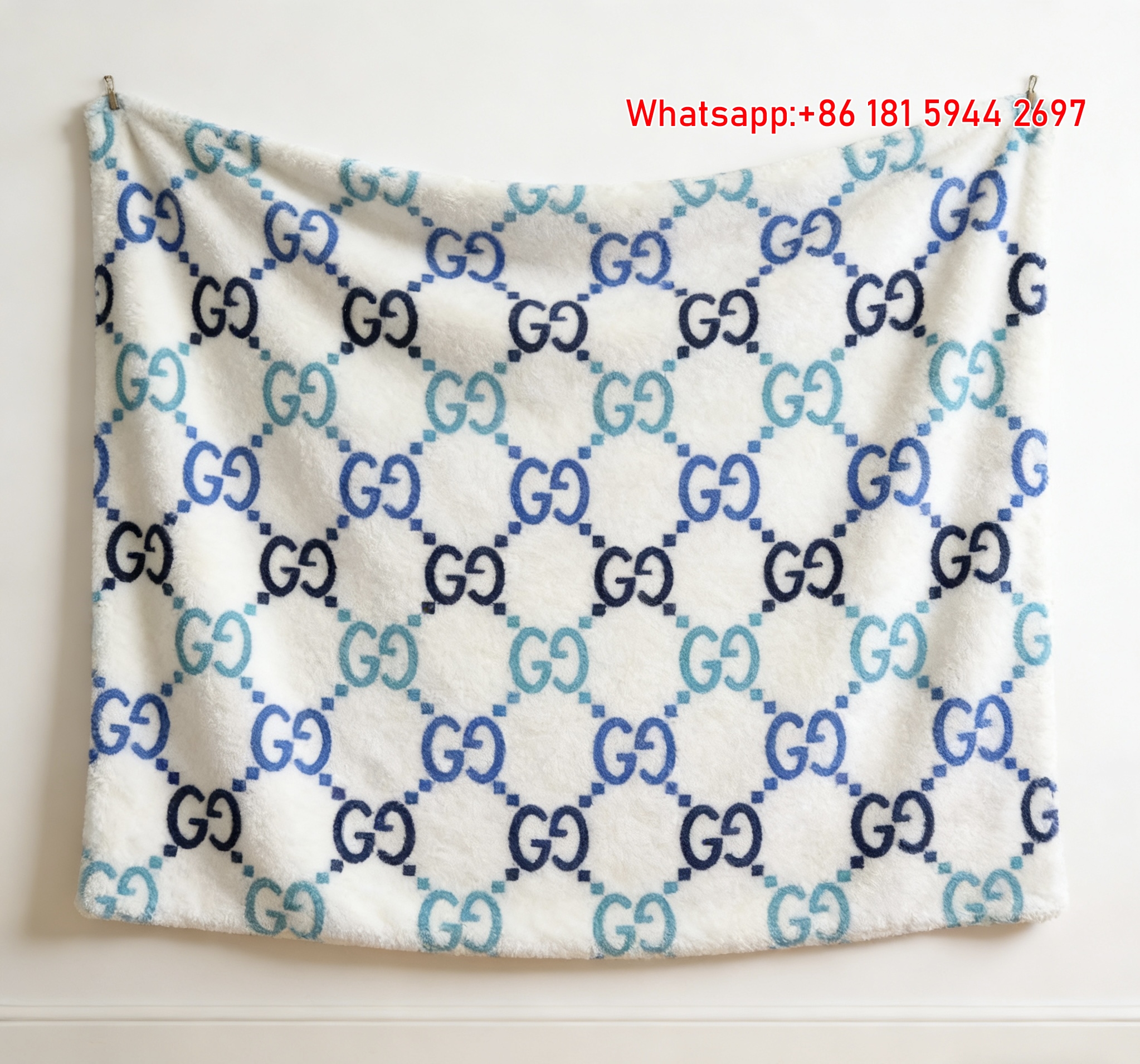 Blue Gradient GG Monogram Flannel Fleece Blanket – Wall Hanging Decor Gucci throw blanket IMG_2562